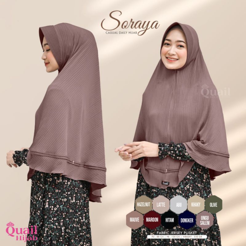 QUAIL HIJAB | HIJAB PLISKET JUMBO | SORAYA CASUAL DAILY BY QUAIL✔️