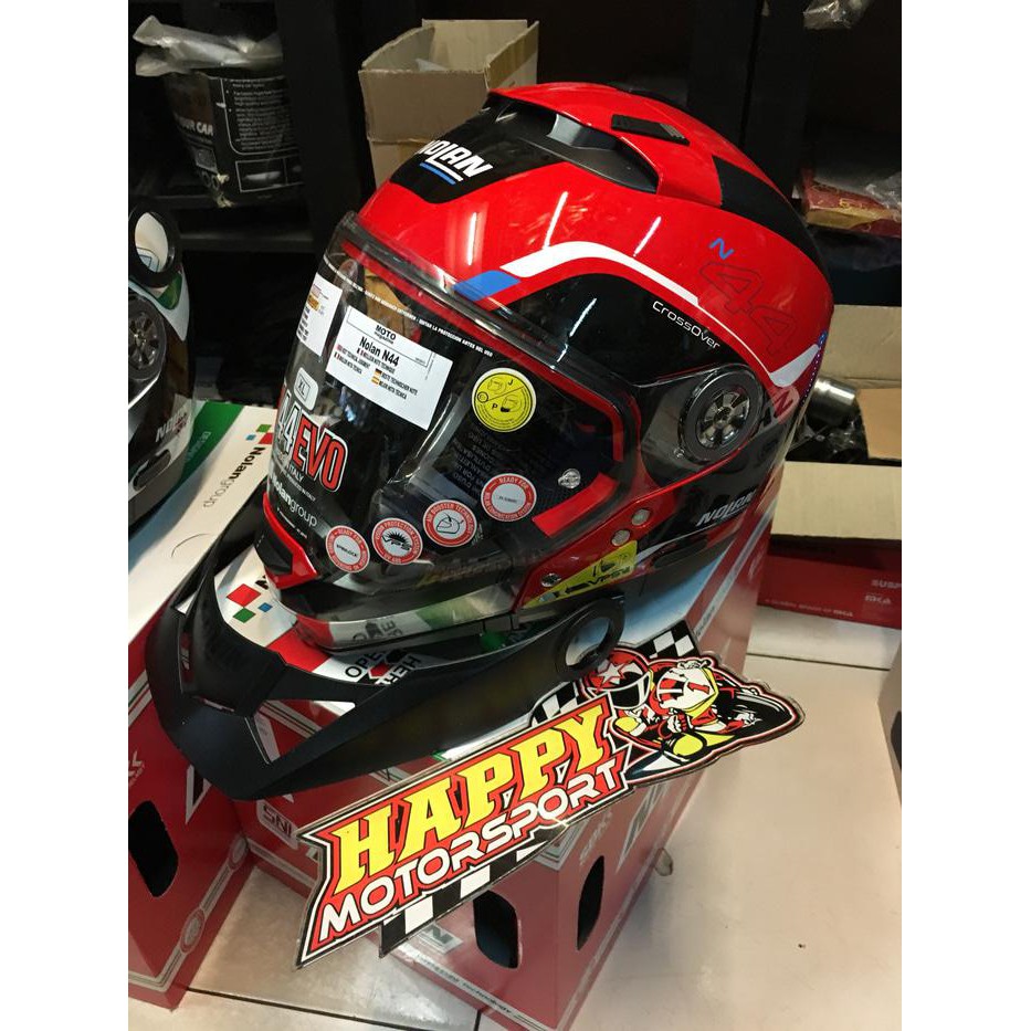 HELM CLIP ON NOLAN ITALY N44 EVO CROSS OVER MERAH SNI SIZE M L XL XXL