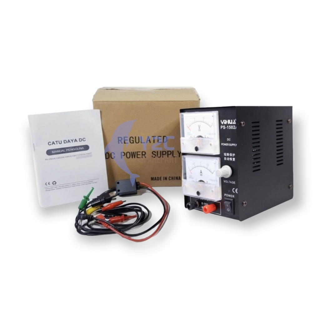 POWER SUPPLY YIHUA 1502A 2 AMPERE + KABEL  / ALAT SERVIS SERVICE HP