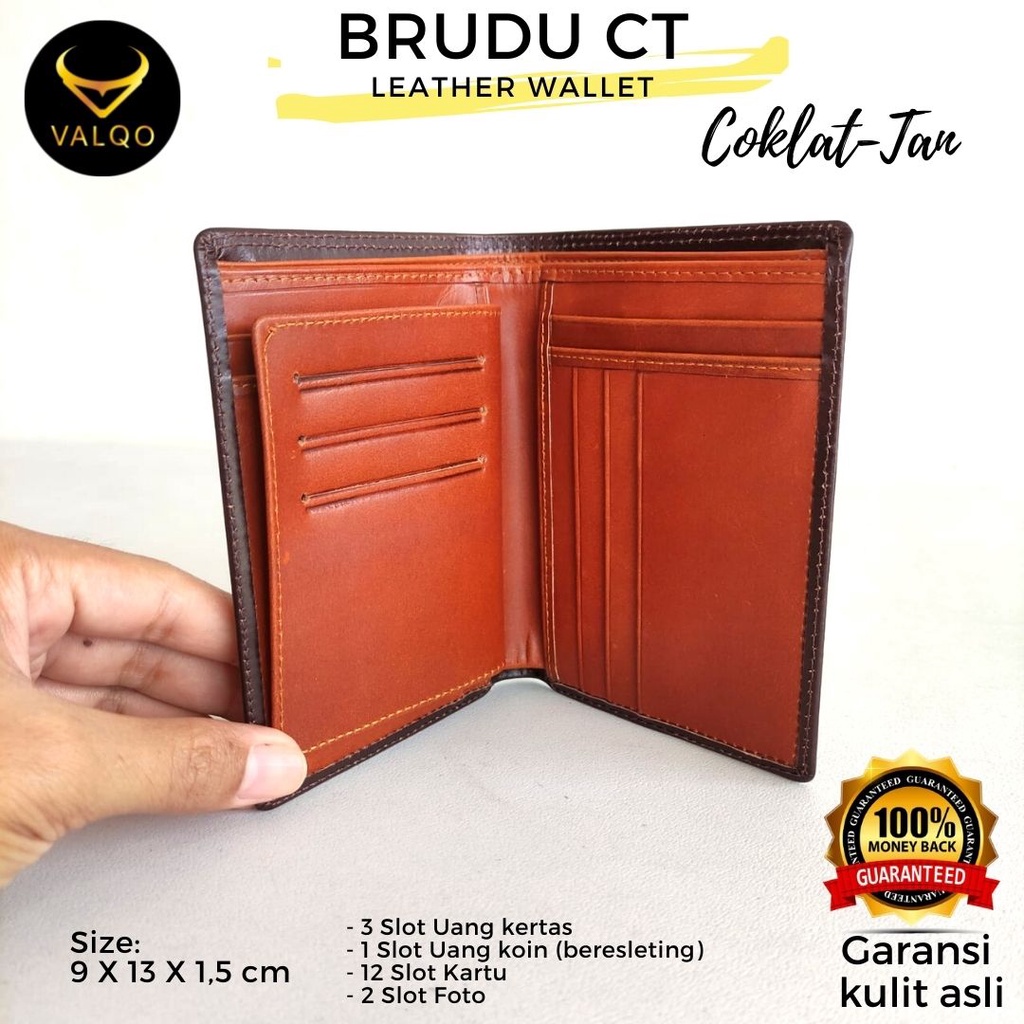 [VALQO] Dompet BRUDU CT kulit sapi Pria Cowok Kartu Laki Berdiri 3/4