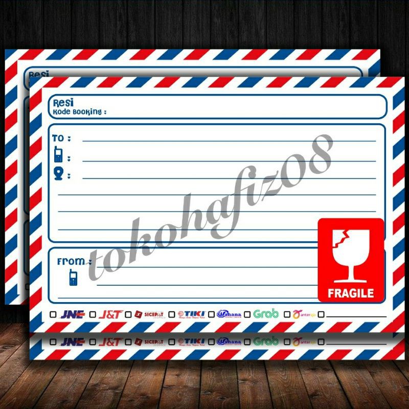 

100pcs Stiker pengiriman paket Online/ol shop motif Amplop air mail Label