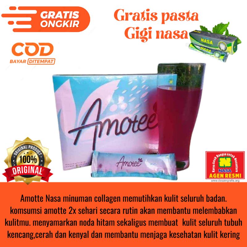 Amotte Nasa Ori Minuman Collagen Pemutih Badan Permanen Suplemen Pemutih Badan Perawan Tubuh BPOM
