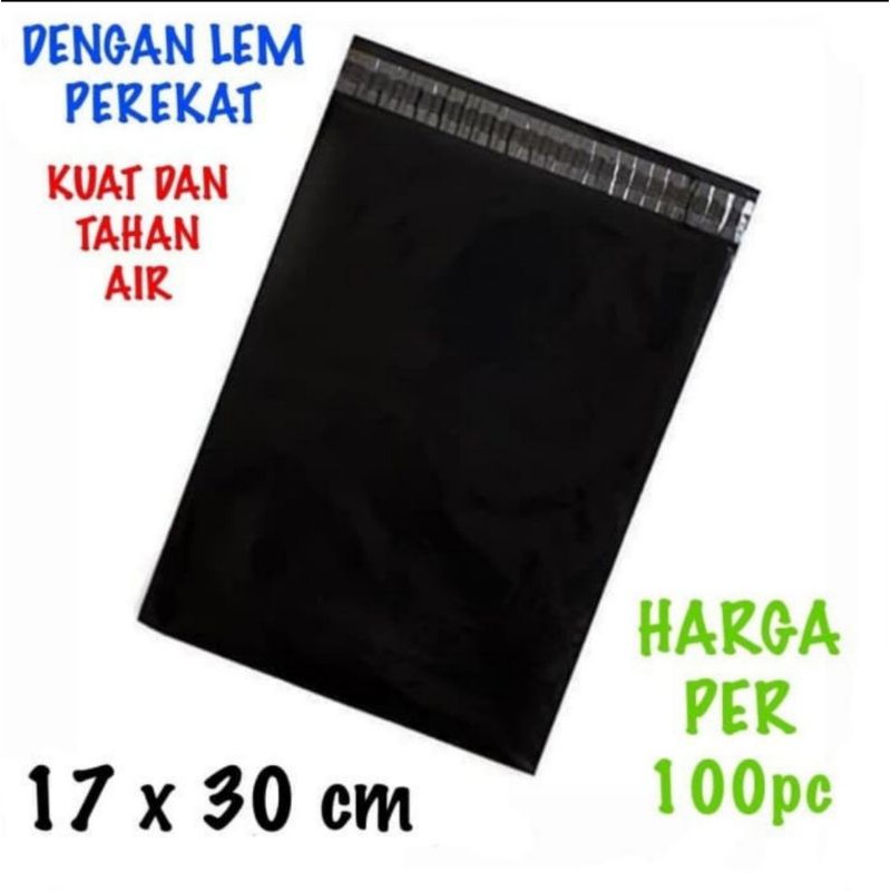 

Plastik Bungkus Kantong Online + lem Perekat Polymailer 17x30 isi 100 biji Amplop Packing