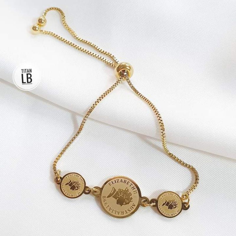 gelang serut titanium motif koin romawi N192828