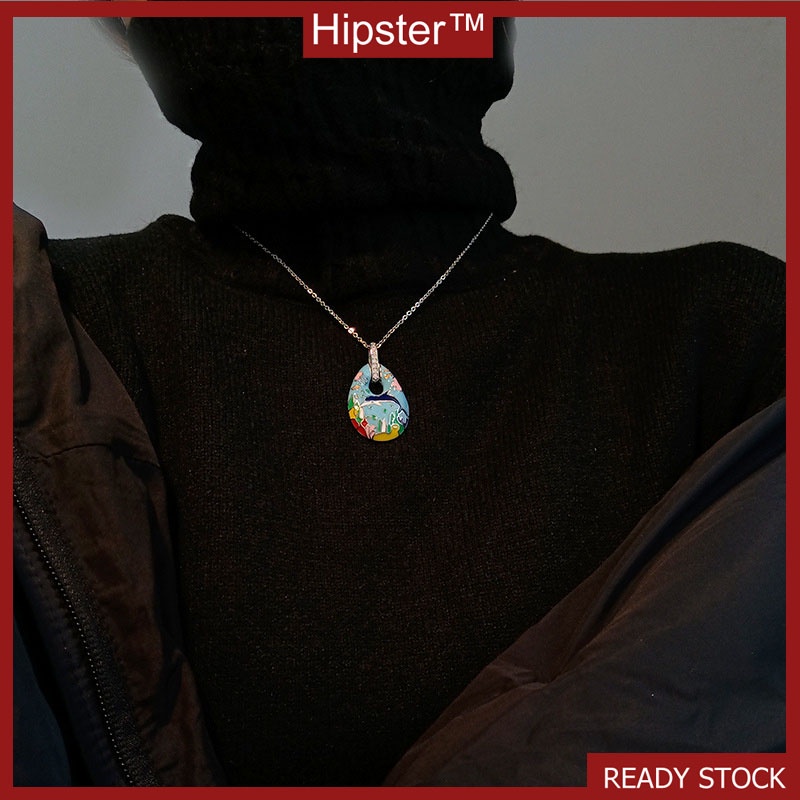 Cute Funny Personality Cartoon Dolphin Paradise Colorful Enamel Pendant Necklace