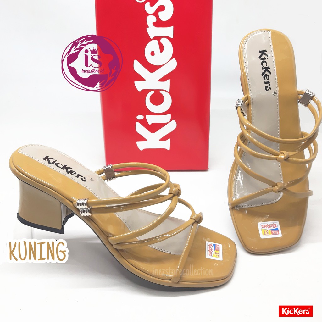 SANDAL HEELS WANITA KICKERS TALI SILANG TERBARU R02 MURAH GROSIR