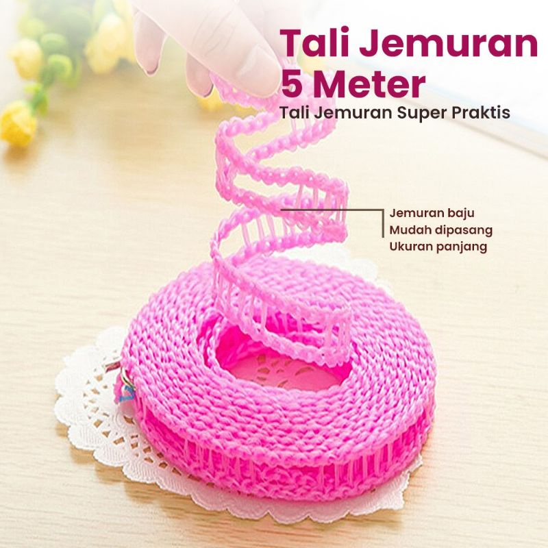 TALI JEMURAN SUPER PRAKTIS 5METER GANTUNGAN BAJU SERBAGUNA