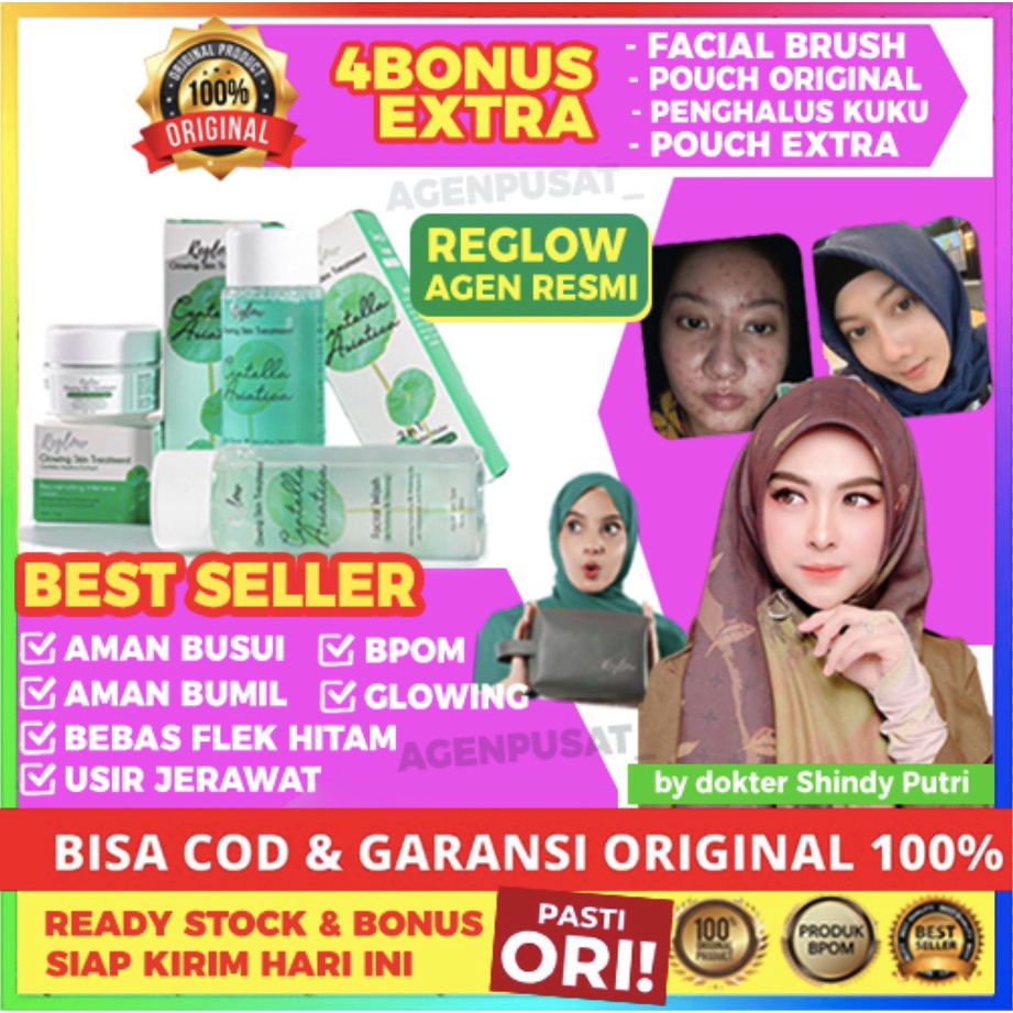 REGLOW SKINCARE [BONUS EXTRA] PAKET GLOWING ORIGINAL BPOM MENCERAHKAN WAJAH PUTIH KENYAL