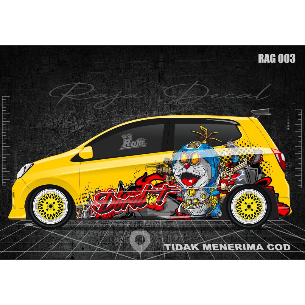 Striping Mobil Agya/Ayla Disain Doraemon Robot Kode RAG 003