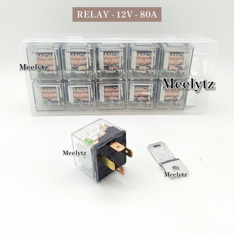 Relay kaki 4 Panom 12volt 80 ampere indikator LED type bening
