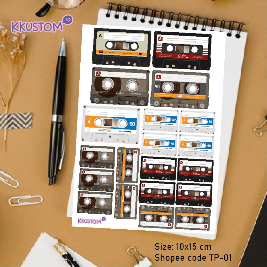 

TP-01 Sticker Bullet Journal Cassette tape mix tape stiker bujo