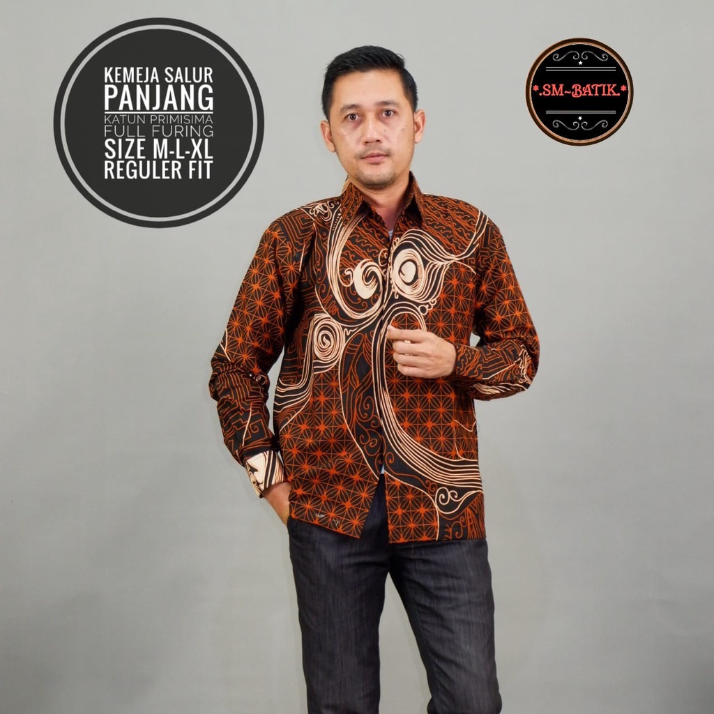 NIRWANA 2 SM BATIKSOLOAMANAH KEMEJA BAJU BATIK PRIA SOLO LENGAN PANJANG PENDEK LAPIS FURING ATASAN BATIK PREMIUM MODERN KATUN HALUS NARAYA IJO PEKSI WIBOWO LESMANA HITAM PARANG TRUNTUM COKLAT PANJI LESMONO ADIWANGSA GOLD PERMANA MERAH ASWANGGA 6 PARANG