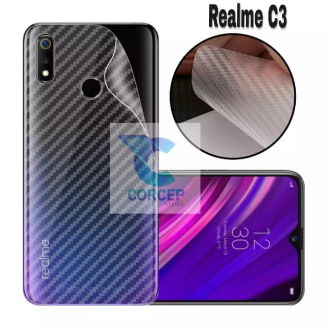 Skin Carbon Garskin Anti Gores Belakang Hp Oppo Realme C3 / REALME C11