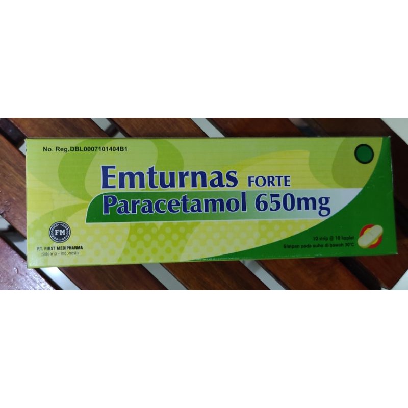 Emturnas Forte Paracetamol 650 Mg Isi 100 KAPLET  / Meredakan Demam / Sakit Kepala / Nyeri