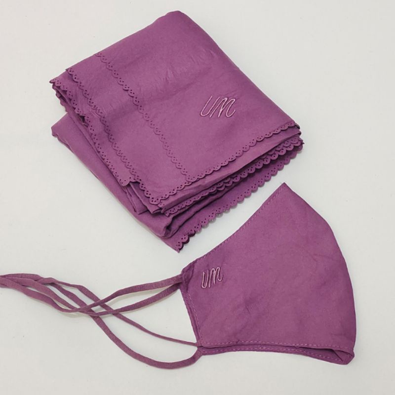 UMAMA VOAL MIRACLE PLAIN MASK - SEGIEMPAT LASER CUT -  HIJAB SEGIEMPAT SET MASKER HIJAB