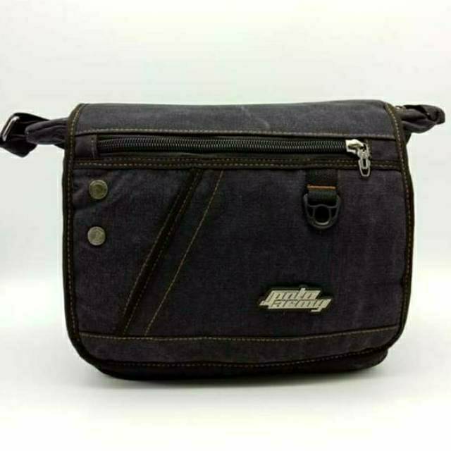 Tas selempang pria polo army bahan kanvas/kain