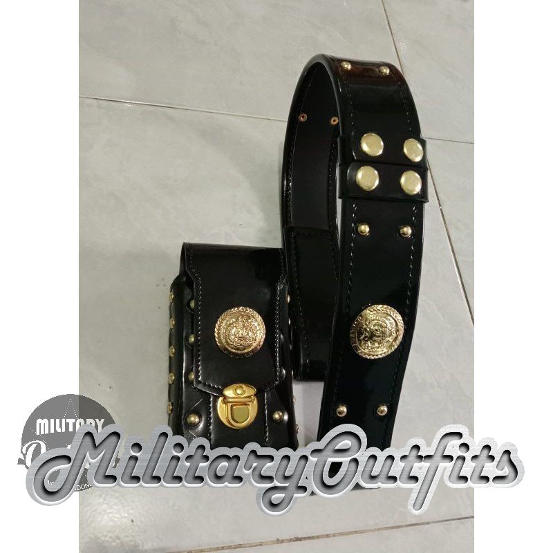 SABUK KOPEL POLISI DAN SARUNG HP SINGLE SLOT LOGO COR