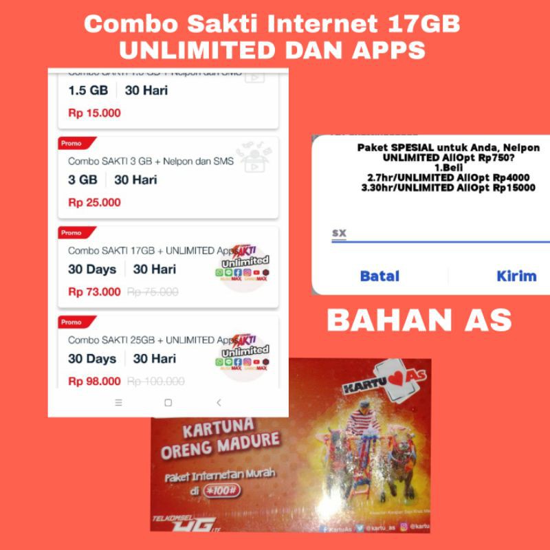 Kartu As Madura Sakti Internet Dan Nelfon Unlimited 15K