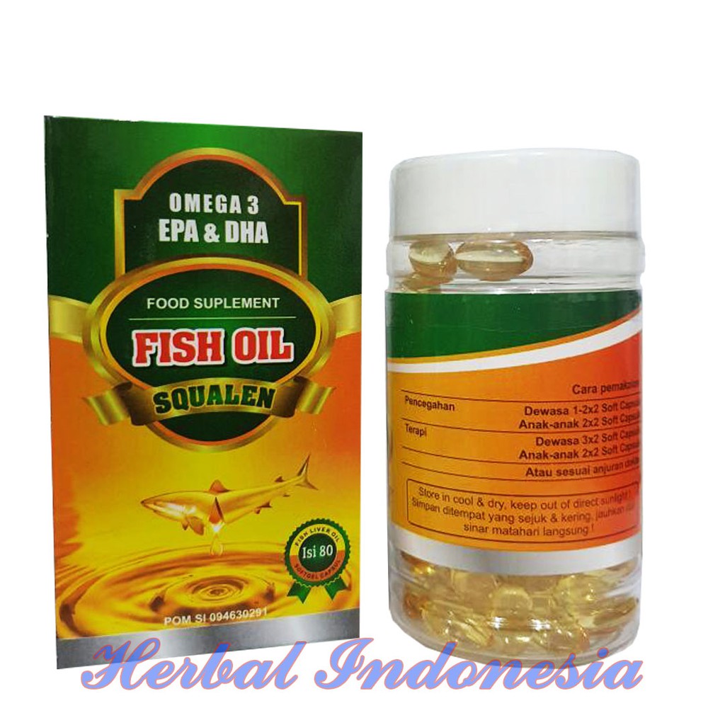 Minyak IkanSqualen |Omega 3 EPA &amp; DHA Isi 80 Kapsul