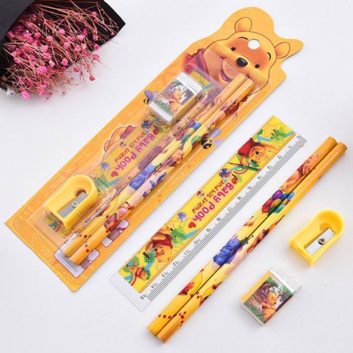 Alat Tulis Set 5 in 1 Karakter Murah Kartun Souvenir Pesta Ulang Tahun Import