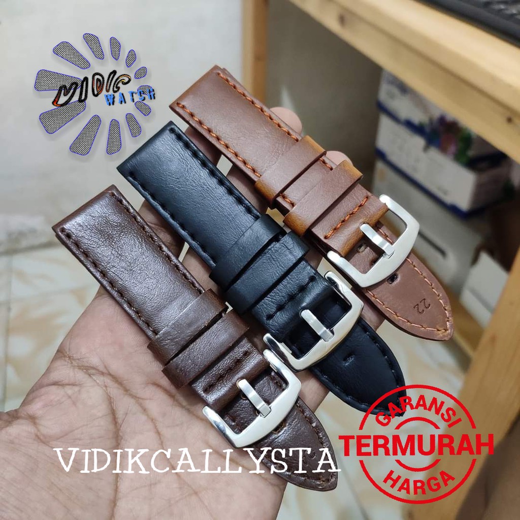 TALI KULIT STRAP WATCH JAM TANGAN LEATHER TEBAL BAGUS 22MM 24MM 22 24