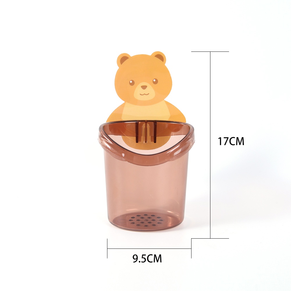 1pc Free Punch Wall Mounted Bear Toothbrush Storage Holder for Bathroom