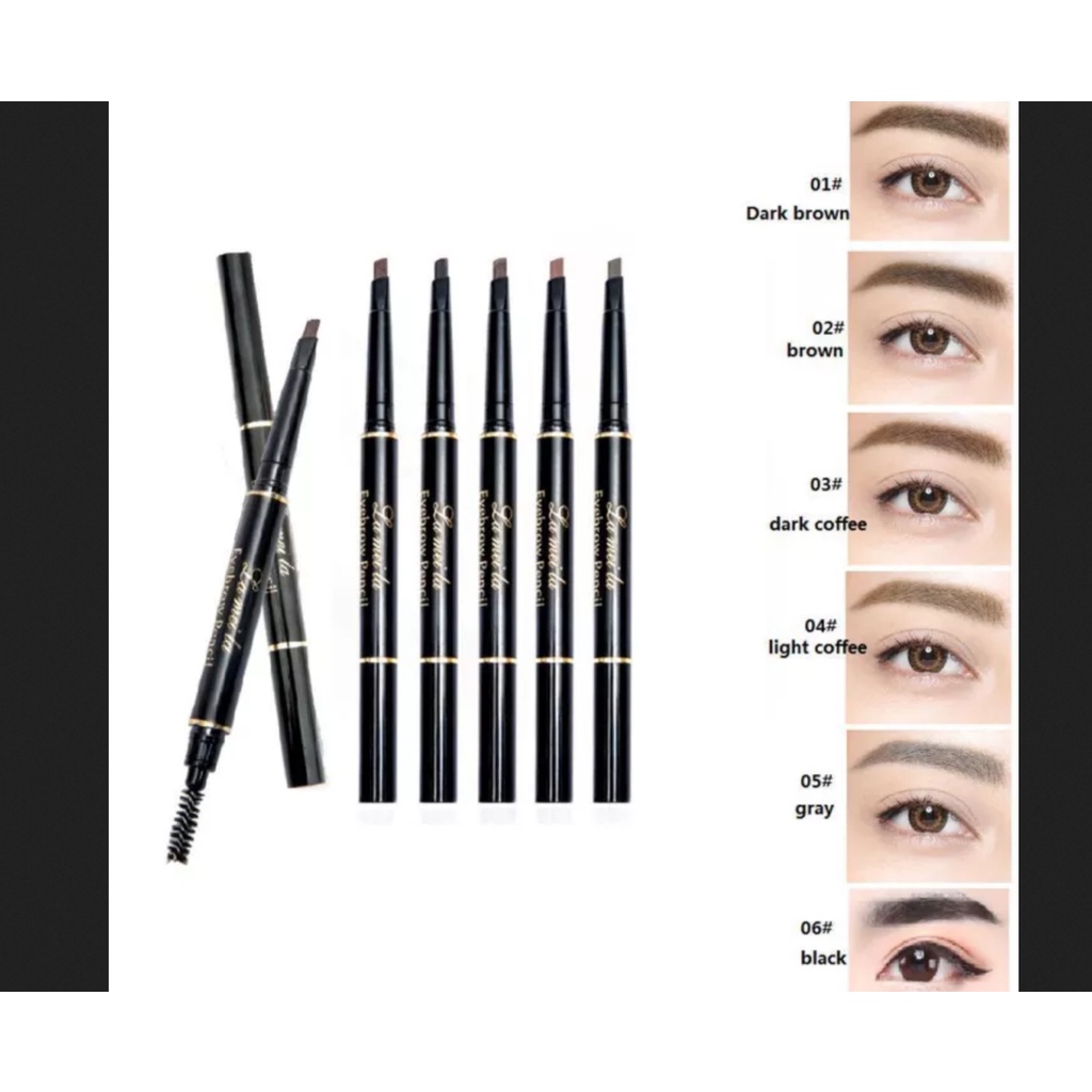 LAMEILA Pensil Alis 7 Warna Double Heads Lasting Pen Waterproof Pencil Kotak Hitam LA031