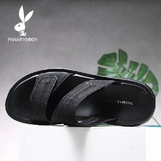 Sandal Pria Kulit Asli Kasual Slippers Bahan Original Santai Antislip Sepatu Sandal Slide Casual