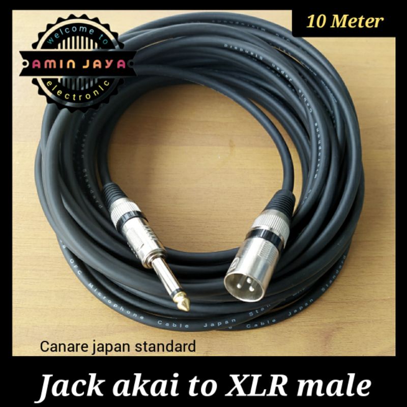 Kabel gitar ke mixer jack xlr male to akai kabel canare 10 meter