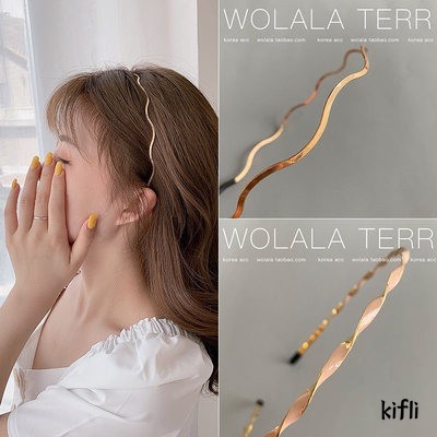 Korea Gaya Ikat Kepala Bergelombang Emas,Aksesoris Fashion