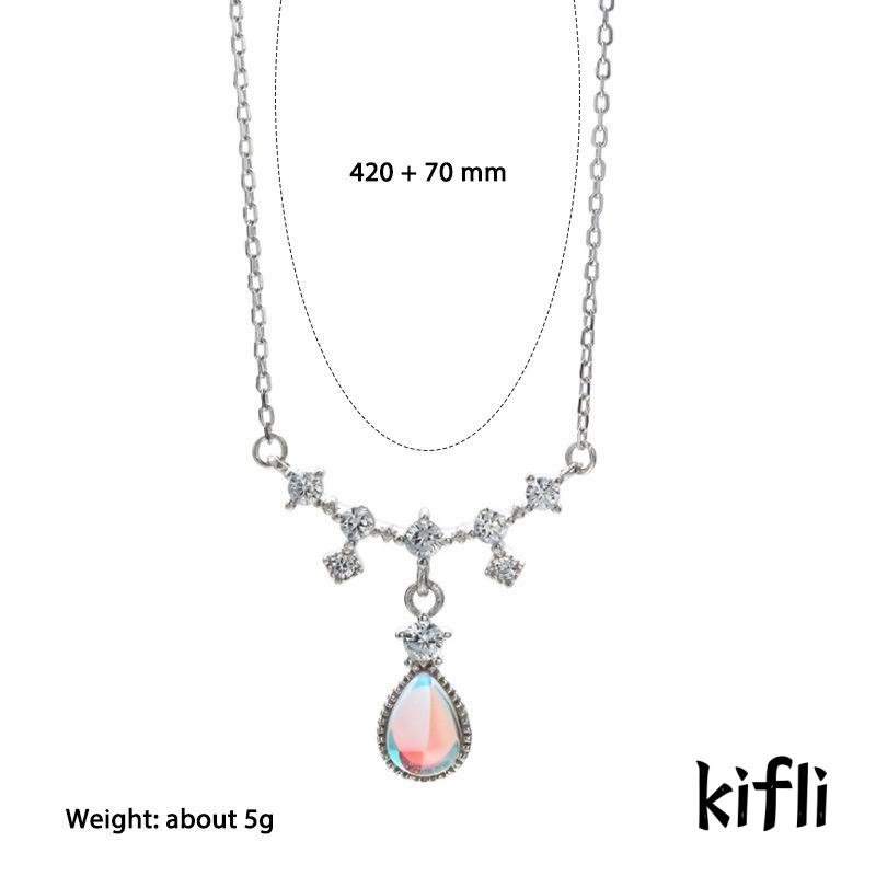 Kalung Desain Water Drop Aksen Moonstone Untuk Wanita