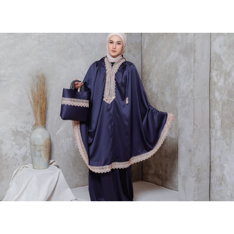 Mukena Shanum Daily 2 In 1 Arabian Renda Mewah Premium Sutra Velvet Traveling