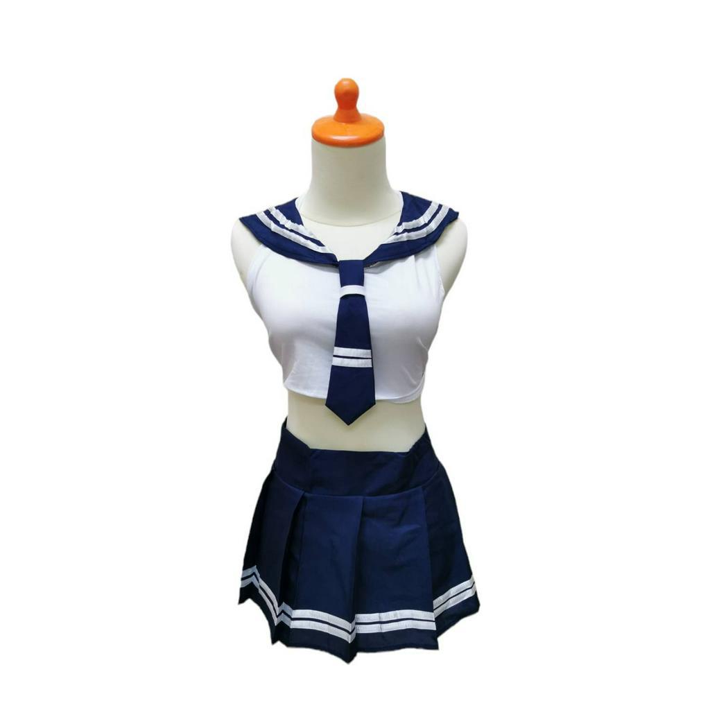 terbaru set baju lingerie sexy + rok + g string model sailor transparant import cosplay