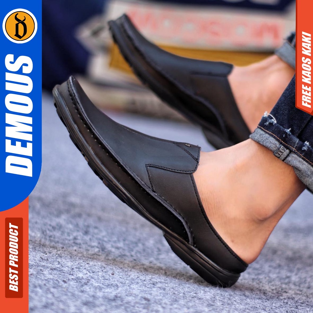 DEMOUS BUSTONG Sepatu Sandal Pria Kulit Asli Tutong