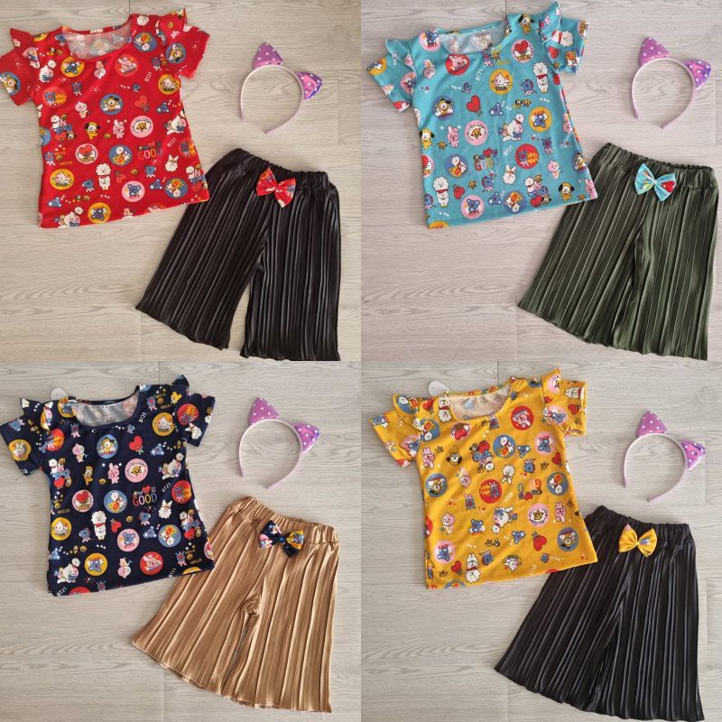 setelan plisket anak