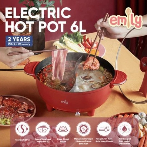 Emily Electric Hot Pot EHP-12202 Double Sided / Panci Sekat Dua Sisi