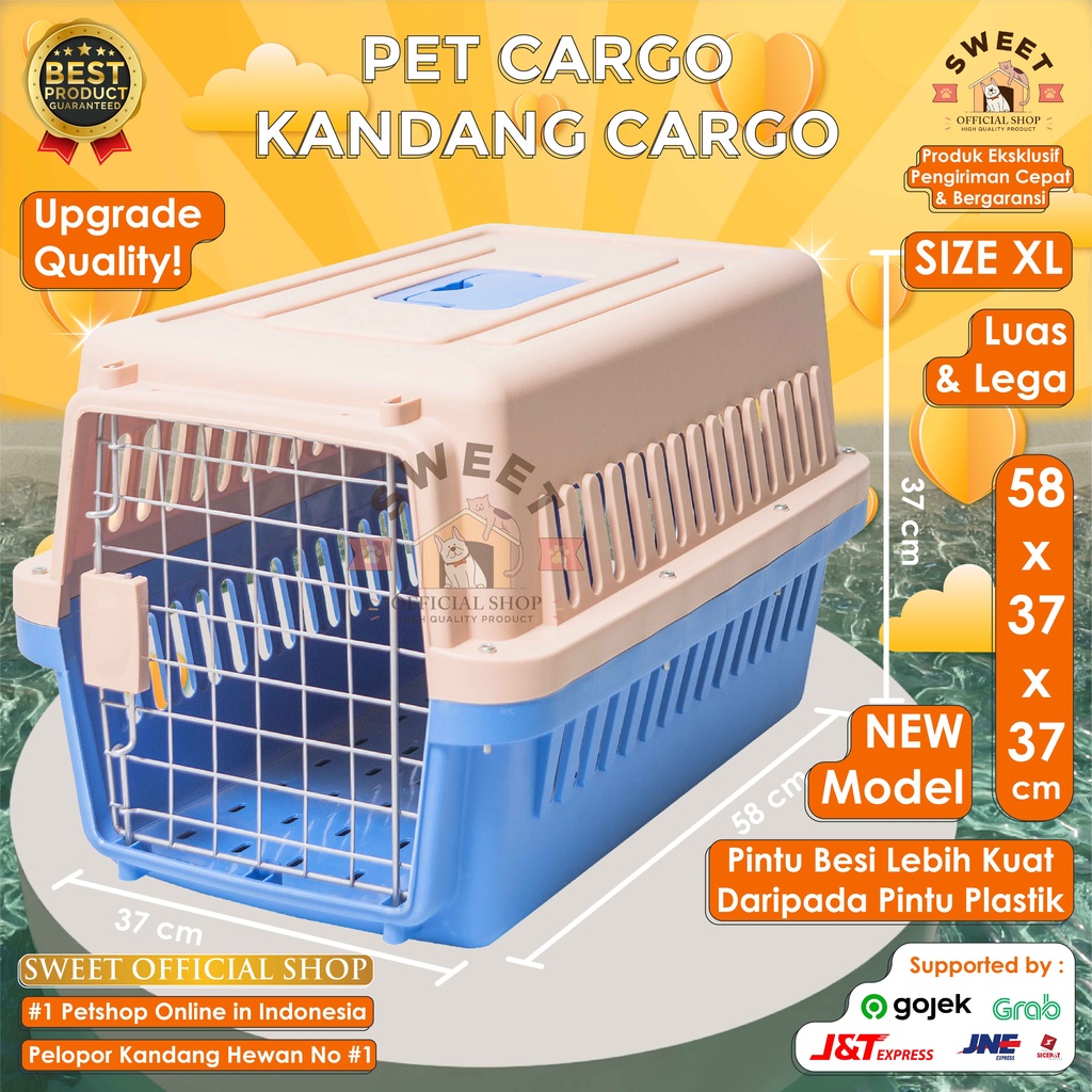 PET CARGO XL JUMBO - PET CARRIER(BONUS TRAY) - KANDANG CARGO KUCING ANJING JUMBO SIZE XL 60X40X40