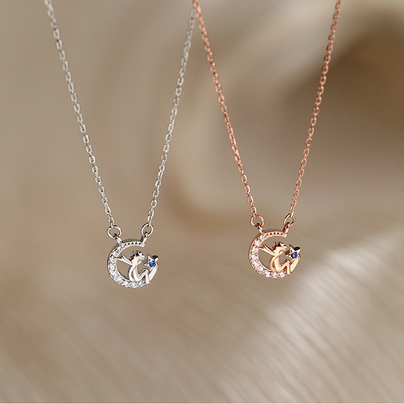 Kalung Rantai Dengan Liontin Bentuk Bulan Little Prince Untuk Wanita