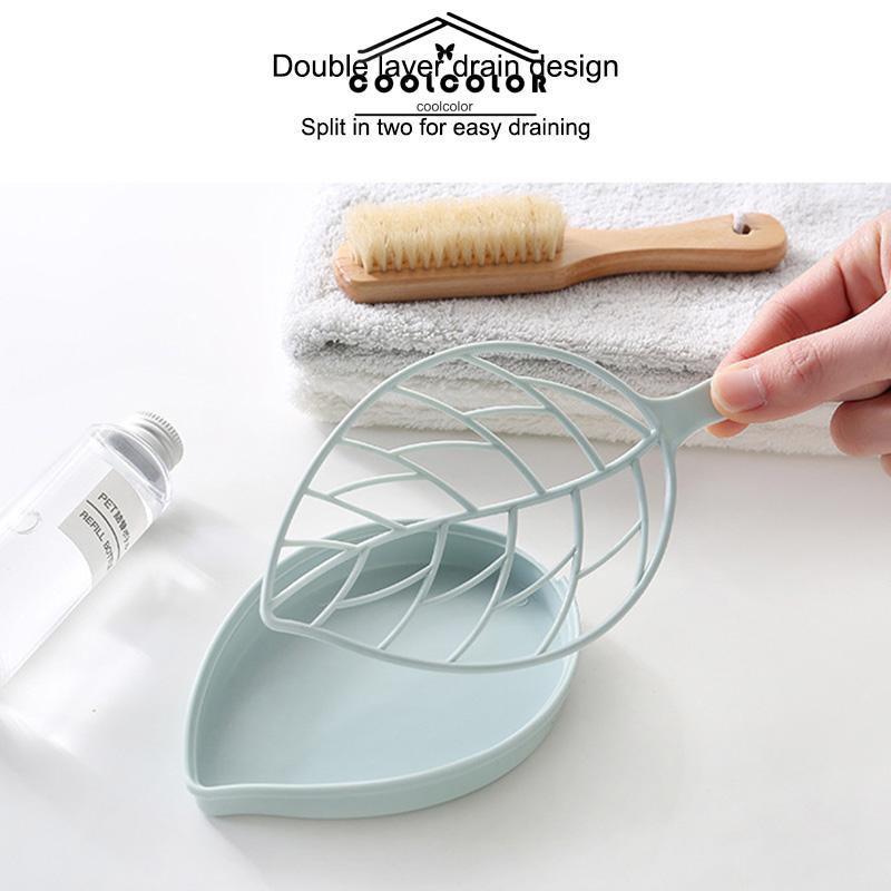 CODKotak Sabun Daun Kreatif Kamar Mandi Gratis Punch Suction Cup Toilet Drain Soap Rack- cl