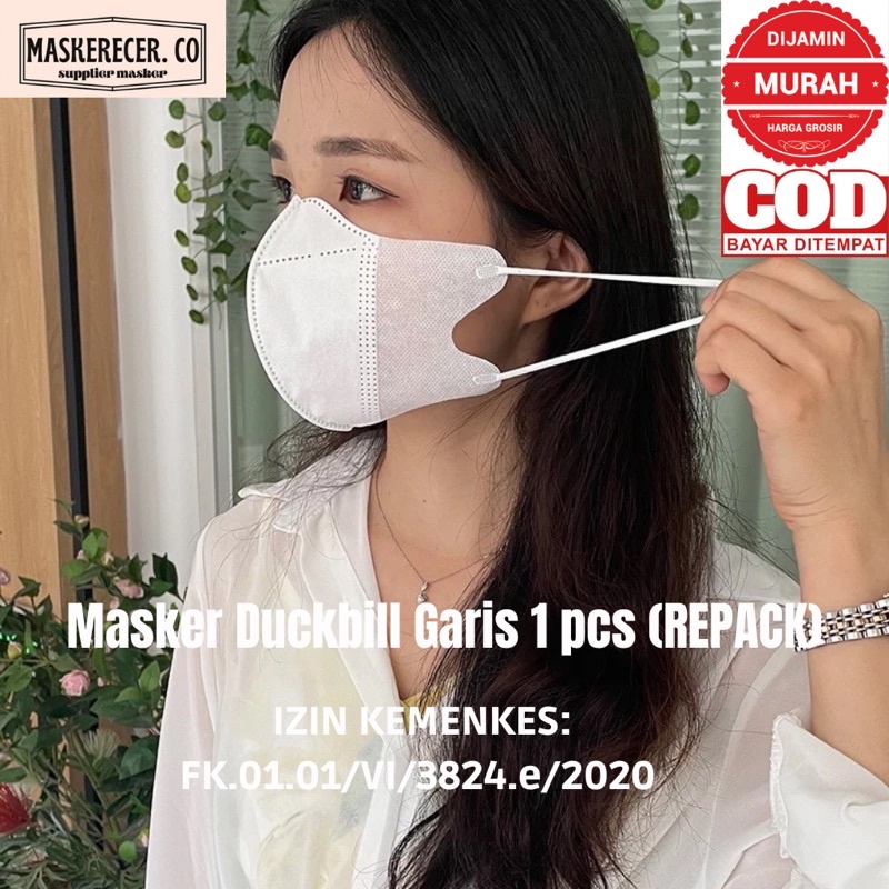 Masker Duckbill ALKINDO Garis 1Pcs Masker3ply Masker Eceran Masker Korea Masker KF94 KN95