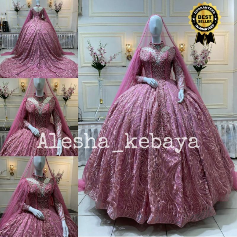 GAUN PENGANTEN FULL PAYET BEREKOR/WEDDING DRESS