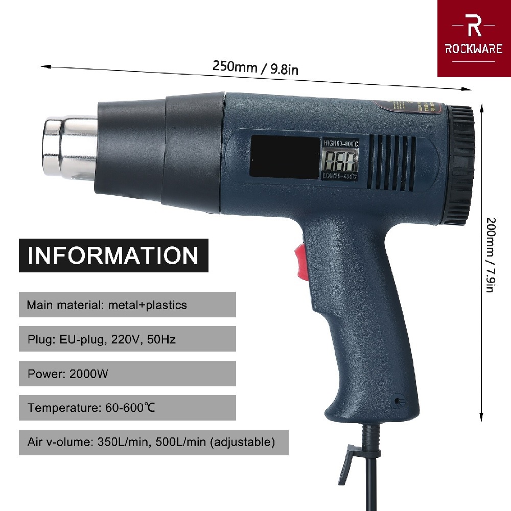 ROCKWARE RW-QR866A - Electric Blower Hot Air Gun Dryer 2000W