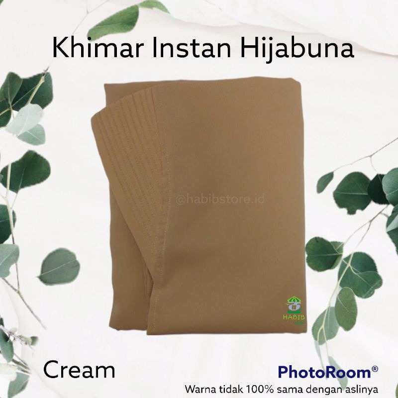 Khimar Instan Hijabuna Cream Krem - Jilbab kerudung syar'i / syari wolfis / wolvis / wollpeach panja