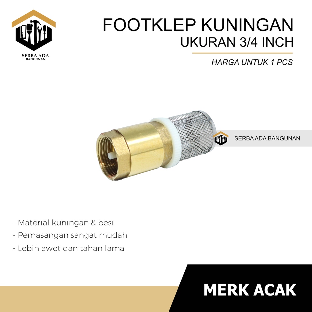 FOOTKLEP KUNINGAN 1 1/2 3/4 INCH FOOT KLEP / SARINGAN PENAHAN AIR TIDAK TURUN POMPA SUMUR LEDENG TUSEN