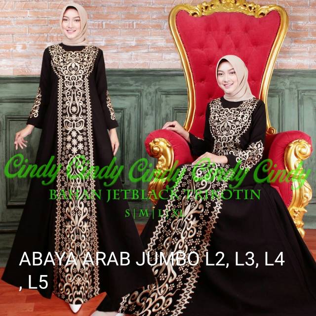 Abaya Jumbo Original / Abaya Cindy Original / Tricotin Jetblack Original