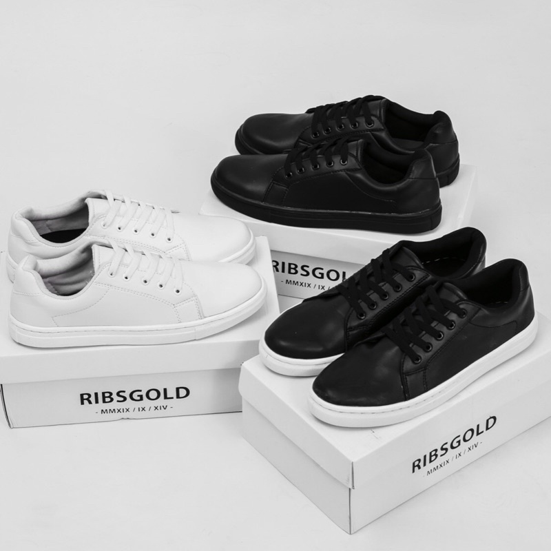 Sepatu Sneakers Hitam Putih Ribsgold Basic Sneakers
