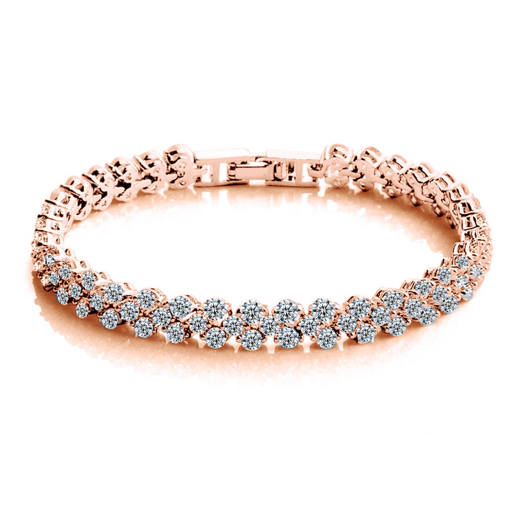 Gelang Kristal Zircon Bahan Stainless Steel Warna Silver Untuk Wanita