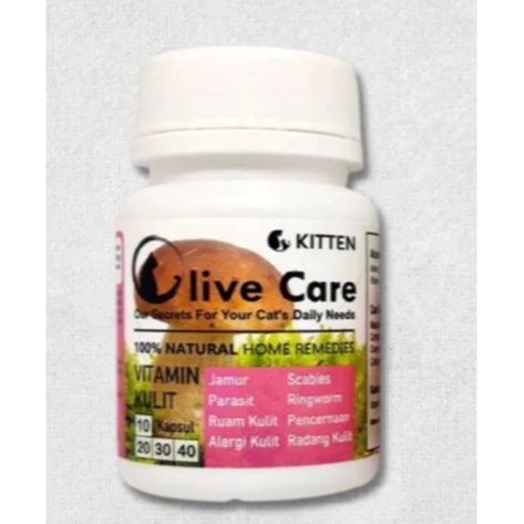 Olive Care (PINK) Vitamin Kulit Kitten 1 KAPSUL mengatasi jamur parasit alergi dll.