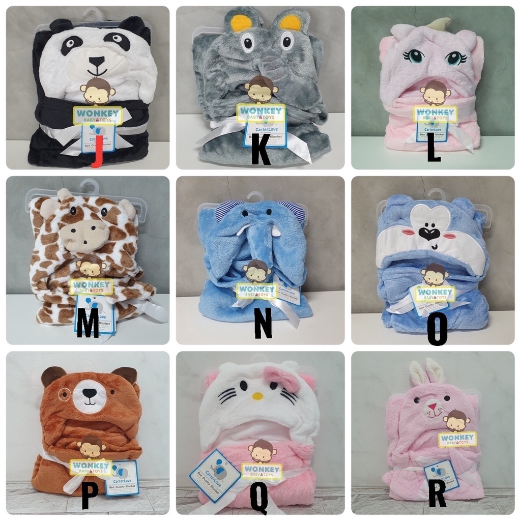 Selimut Bayi Topi Karakter / Selimut Bayi Animal / Baby Blanket Boneka Fleece / Selimut Anak Hoodie