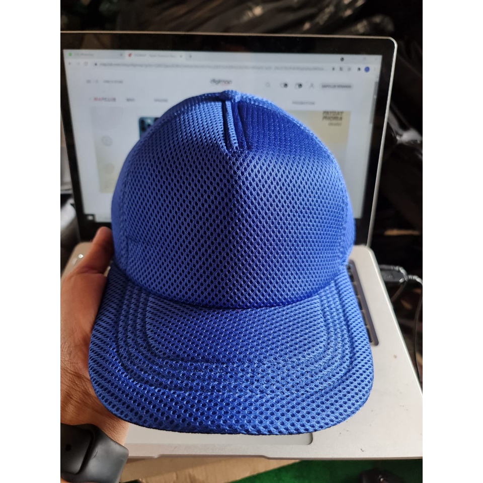 Topi Polos Jaring Warna Biru